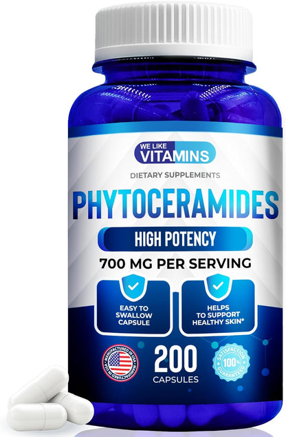 Phytoceramides Supplement 700mg – 200 Capsules – Plant Based, Wheat Free, Non-GM