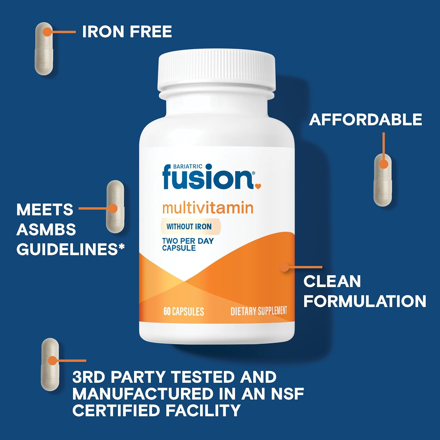 Bariatric Fusion Bariatric Multivitamin Without Iron – Post Bariatric Surgery Patients – Iron Free – 60 Capsules - görsel 3