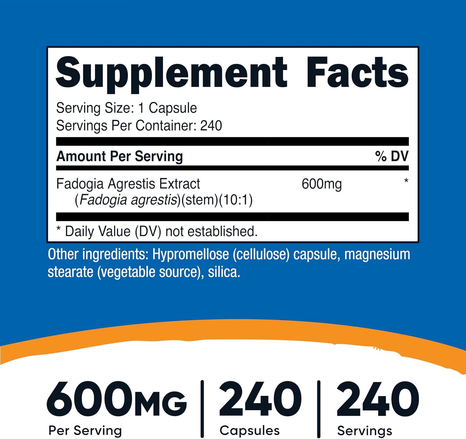 Nutricost Fadogia Agrestis (240 Capsules | 600 mg Per Serving) - Potent 10:1 Extract, Gluten-free, GMO Free Supplement - görsel 2