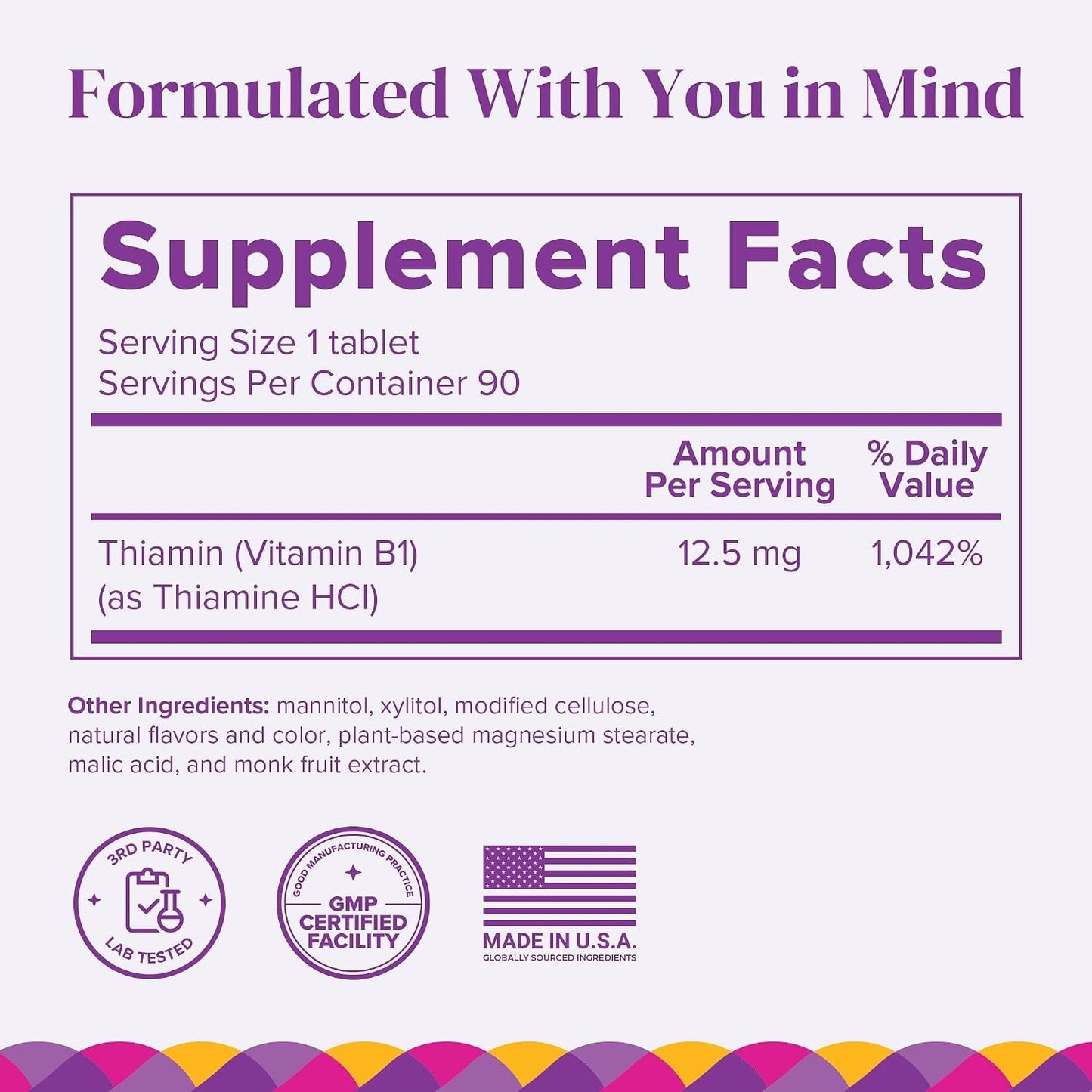 BariMelts Vitamin B1 (Thiamine) - 90 Fast-Dissolving Tablets, Sugar-Free Bariatric Supplement, Natural Berry Flavour - görsel 2