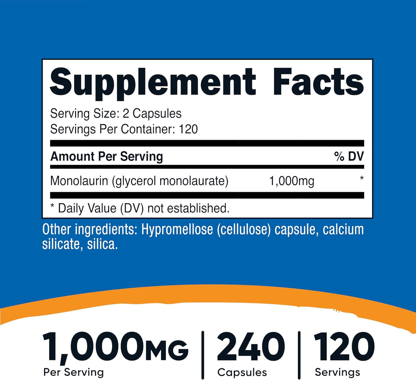 Nutricost Monolaurin 1000 mg - 240 Capsules (120 Servings) - Gluten-Free, Non-GMO, Vegan - görsel 2