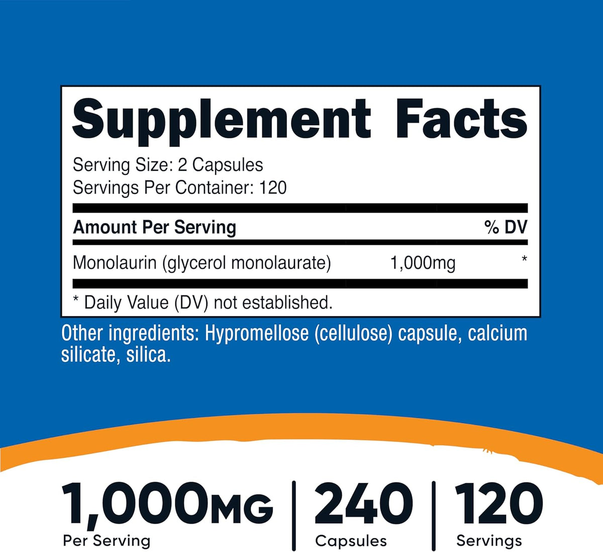 Nutricost Monolaurin 1000 mg - 240 Capsules (120 Servings) - Gluten-Free, Non-GMO, Vegan - görsel 2