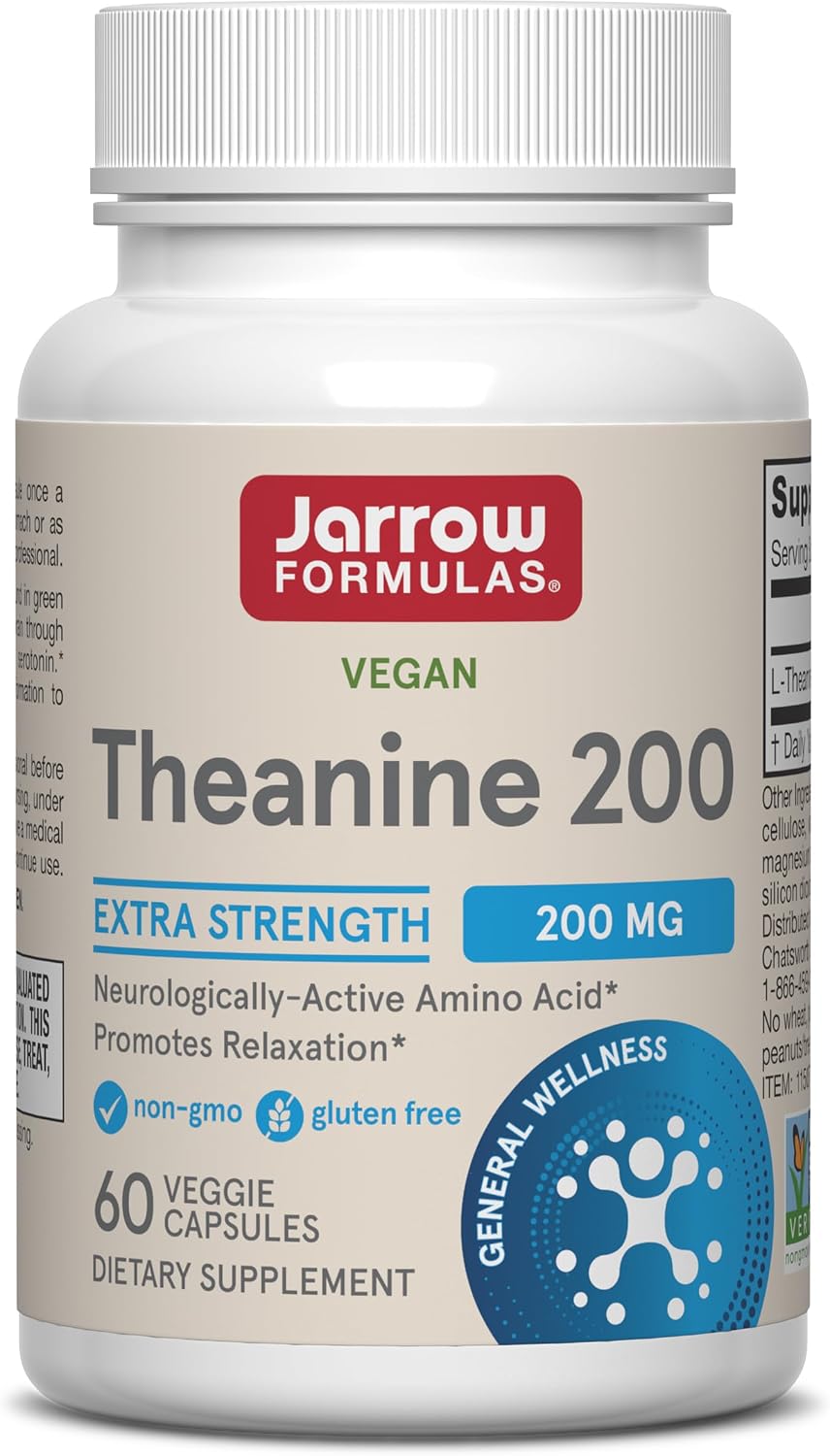 Jarrow Formulae Extra Strength L Theanine 200mg - 60 Vegetable Capsules - görsel 1