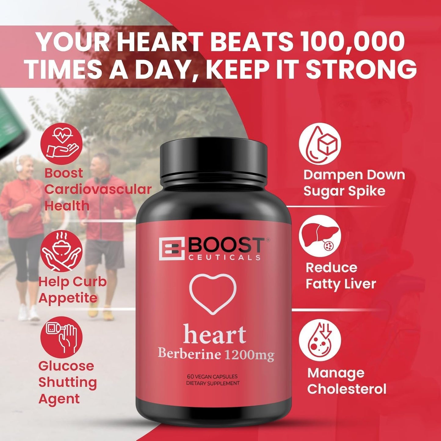 BoostCeuticals Berberine Supplement 1200mg (2 x 600mg) - Berberine HCl Vegan Capsules - Daily Wellness Support - Gluten-free Non GMO - 60 Capsules - görsel 2
