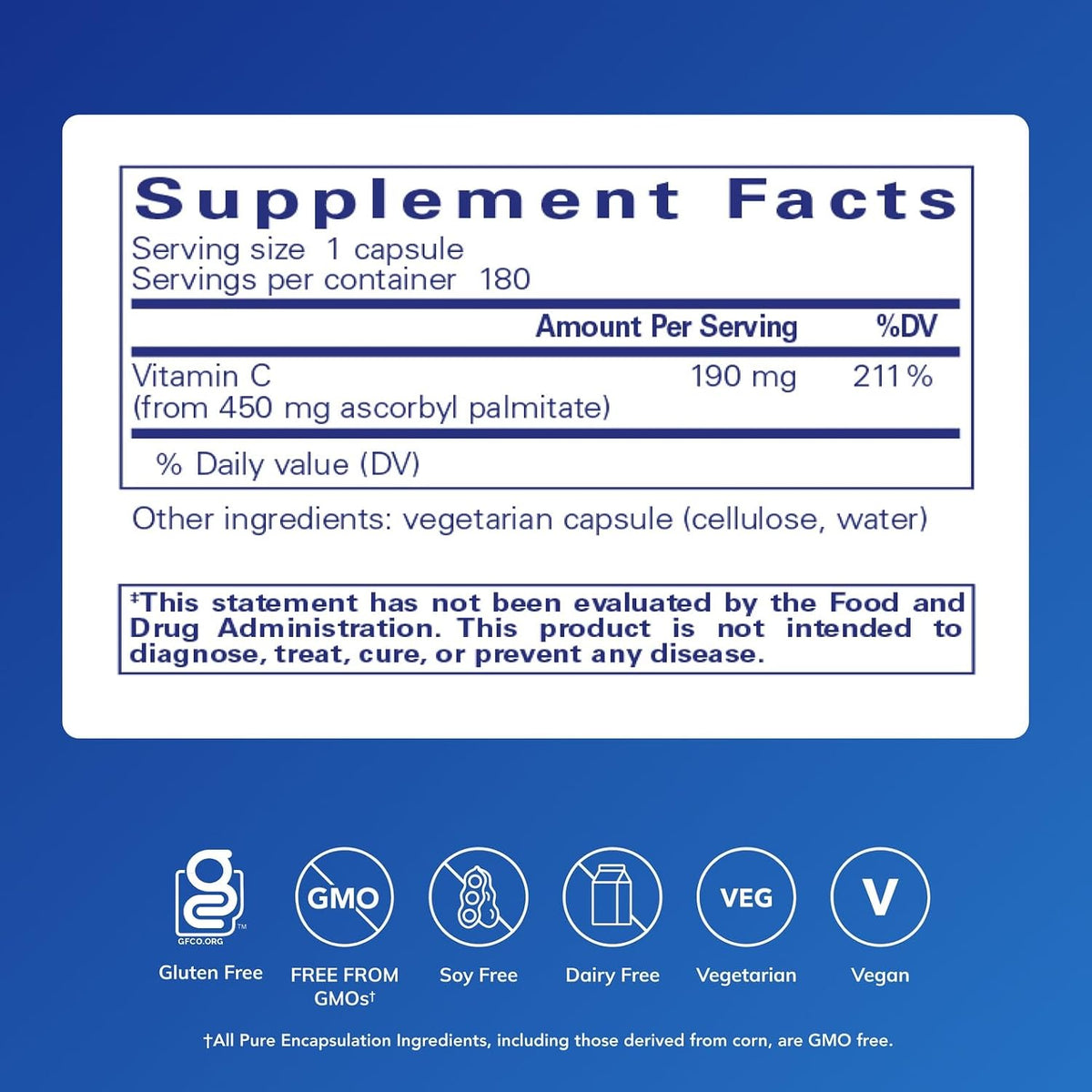 Pure Encapsulations Ascorbyl Palmitate | Vitamin C Supplement to Support Iron Absorption and Normal Immune Function* | 180 Capsules - görsel 2