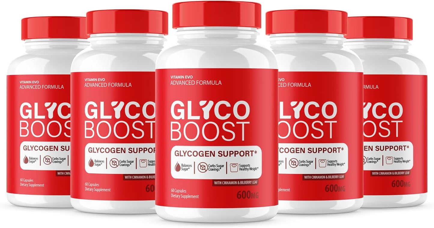 (5 Pack) Glyco Boost Glycoboost Maximum Glyco Optimiser Strength Glycogen Pills, GlycoBoost Advanced Blood Supplement Capsules Support Formula, Glycoboost Natural Ingredient Supplement (300 Capsules) - görsel 1