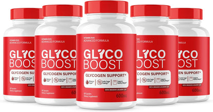 (5 Pack) Glyco Boost Glycoboost Maximum Glyco Optimiser Strength Glycogen Pills, GlycoBoost Advanced Blood Supplement Capsules Support Formula, Glycoboost Natural Ingredient Supplement (300 Capsules)
