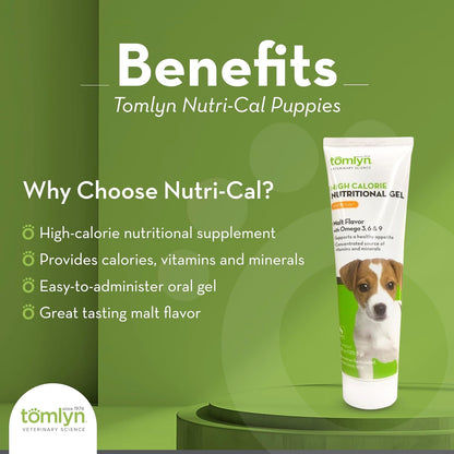 TOMLYN Nutri-Cal Malt-Flavoured High-Calorie Nutritional Gel for Puppies (120g, 3-Pack)