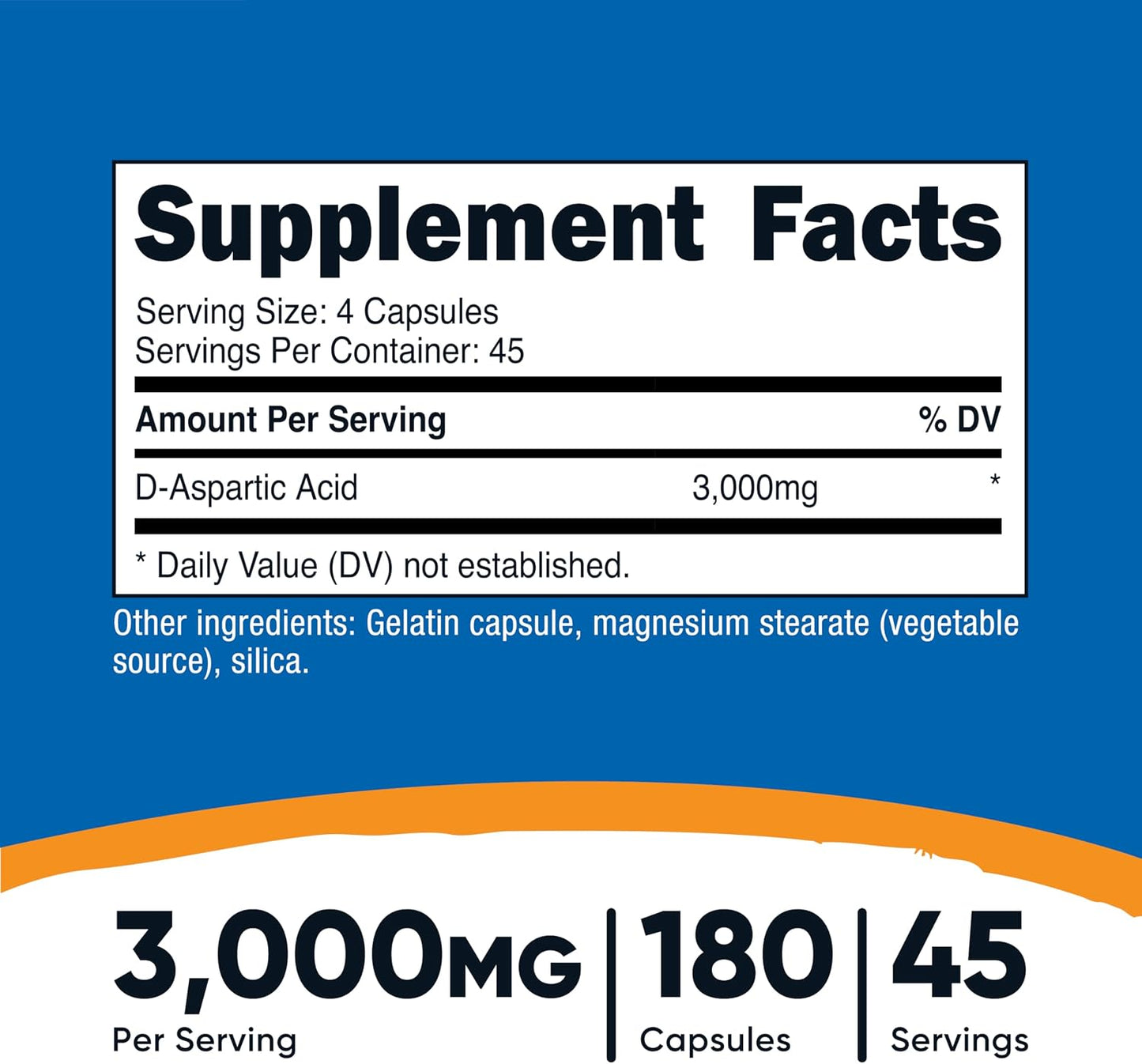 Nutricost D-Aspartic Acid Capsules – 3000mg per Serving, 180 Capsules per Bottle (2 Pack) - görsel 2