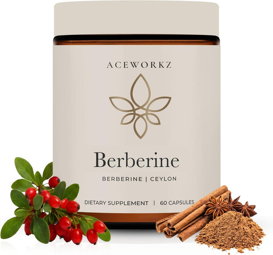 Organic Berberine HCl 1200mg with Ceylon Cinnamon & BioPerine® – Enhanced Absorption (60 Capsules)