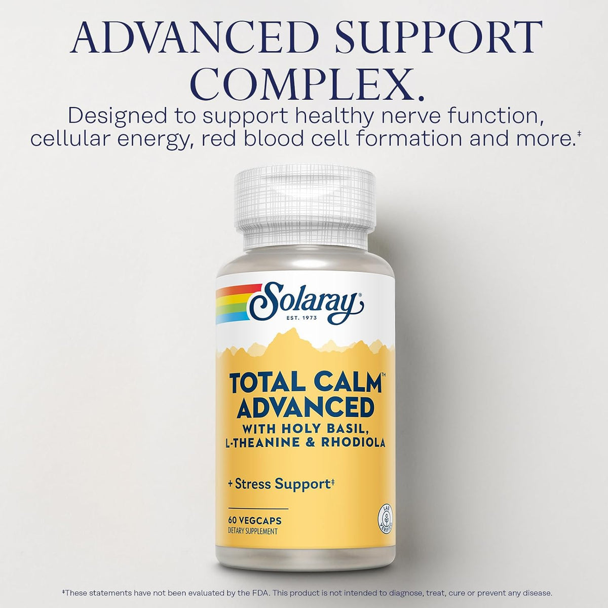 SOLARAY Total Calm Advanced - Nervous System & Cellular Energy Support with Holy Basil, L-Theanine, Rhodiola Rosea, and Vitamin B12 - görsel 3