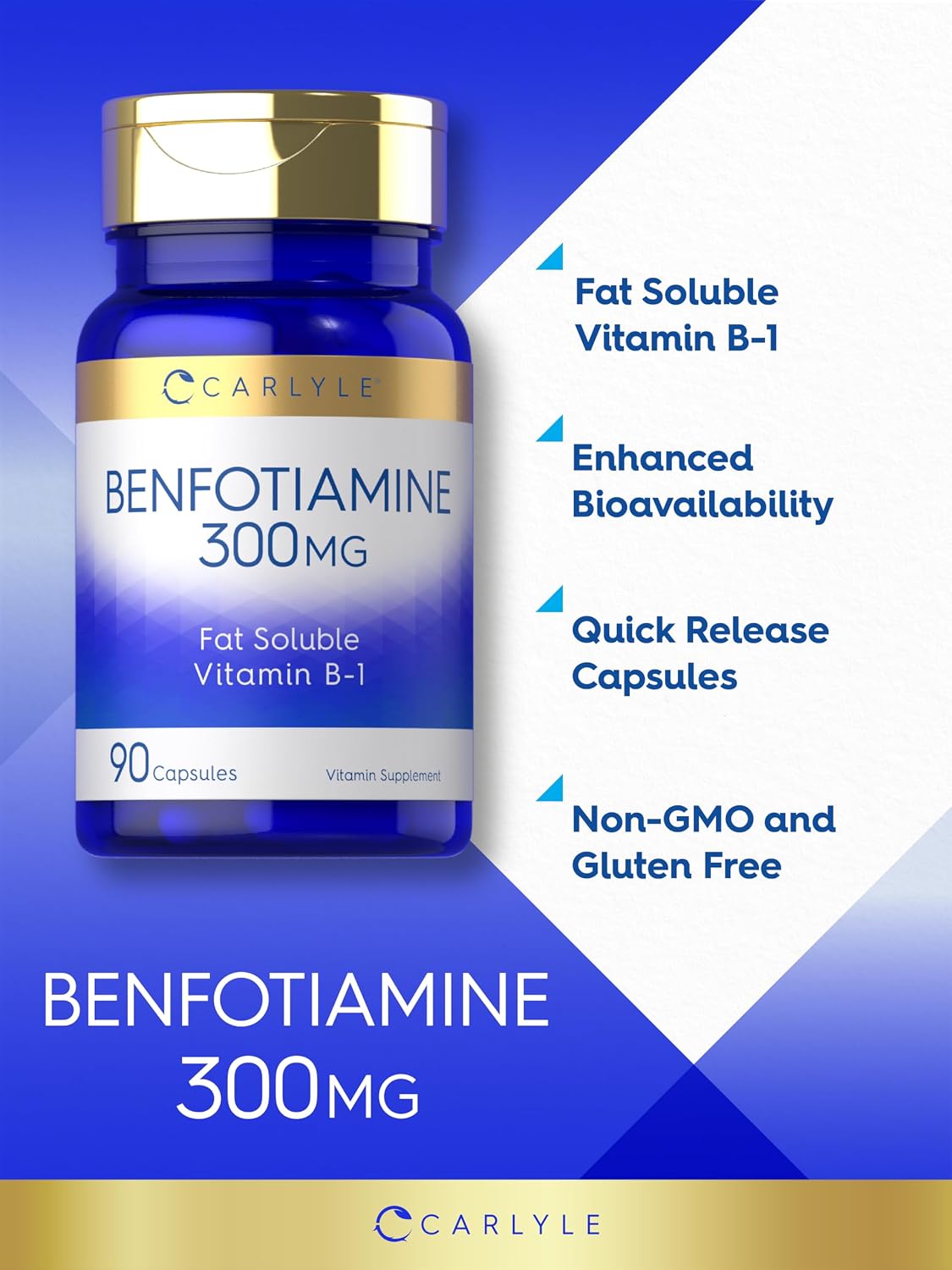 Carlyle Benfotiamine 300mg – Fat Soluble Vitamin B1 Thiamine Supplement, 90 Capsules - görsel 3