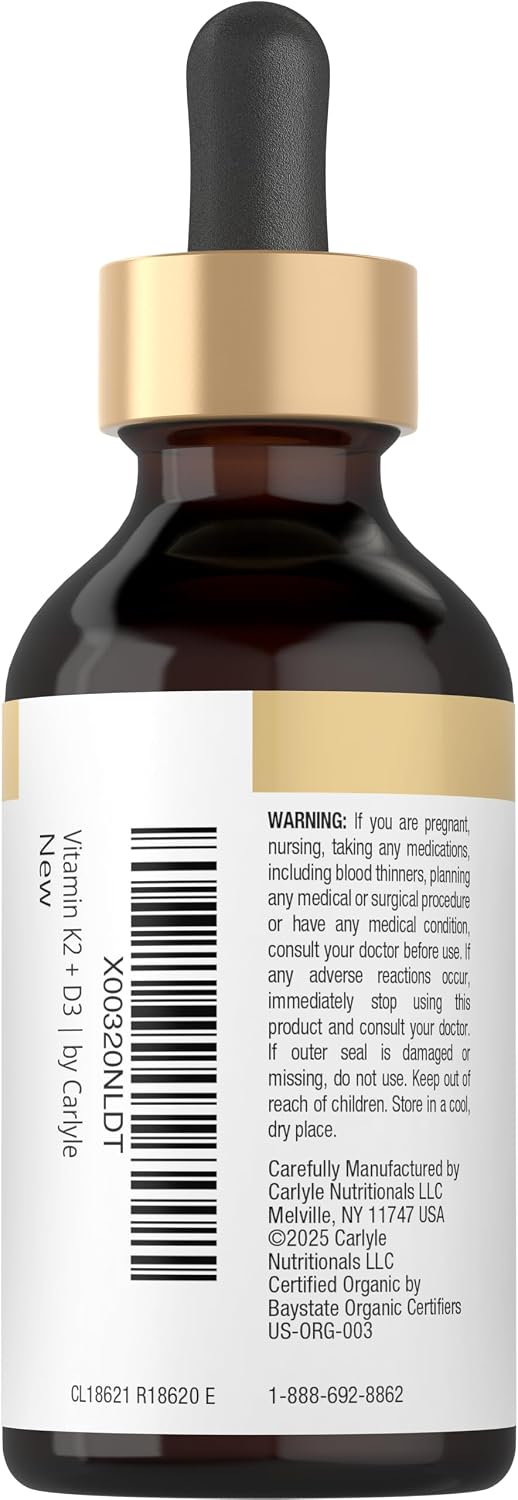 Carlyle Vitamin D3 K2 Drops - MK-7 Supplement - 60 ml - Vegetarian, Non-GM, Gluten & Soya Free - görsel 3