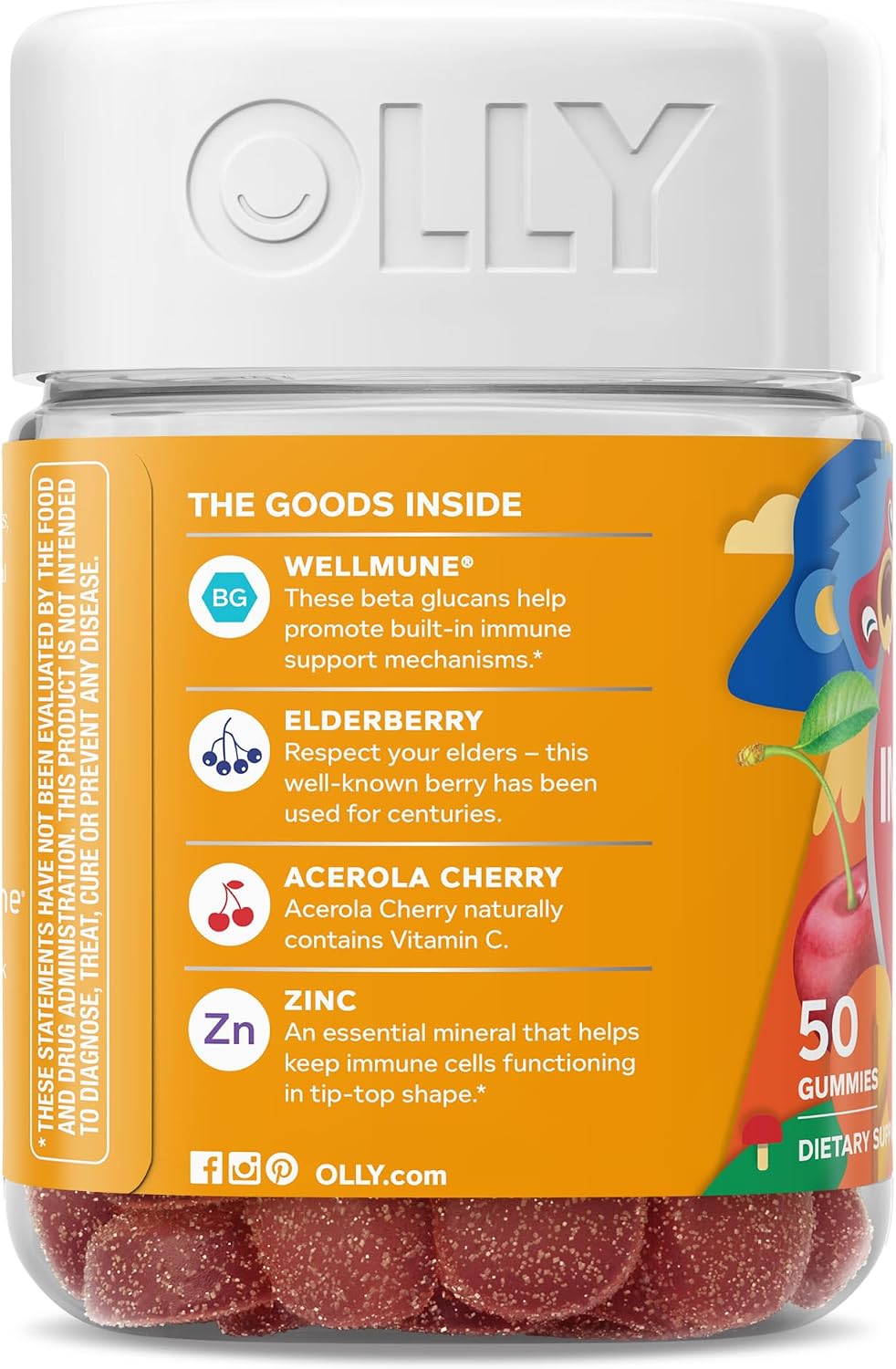 OLLY Kids Immunity Gummy – Immune Support with Wellmune, Elderberry, Vitamin C & Zinc, 50 Gummies - görsel 9