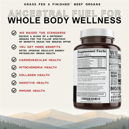 Ancient Origins Grass-fed Beef Organs Supplement (4500 mg, 180 Capsules)