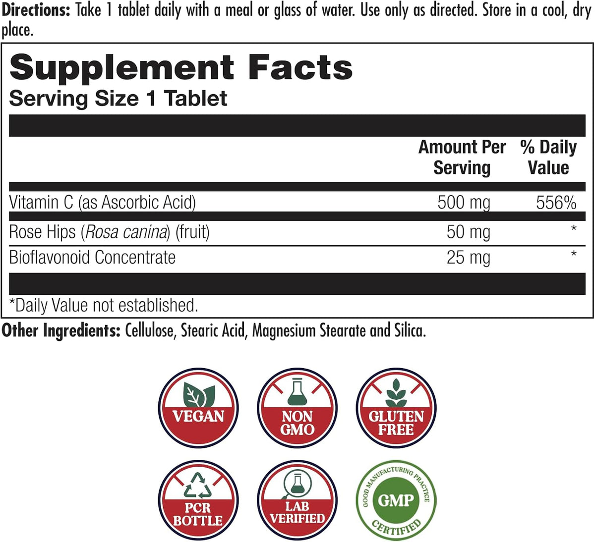 KAL C 500+ Sustained Release Tablets – Vitamin C with Rose Hips and Bioflavonoids – 100 Tablets - görsel 2