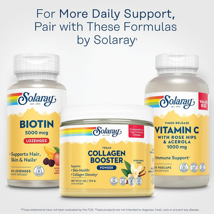 SOLARAY Biotin Supplement 5000 mcg - Pure Biotin for Hair, Skin and Nails - 60 Lozenges