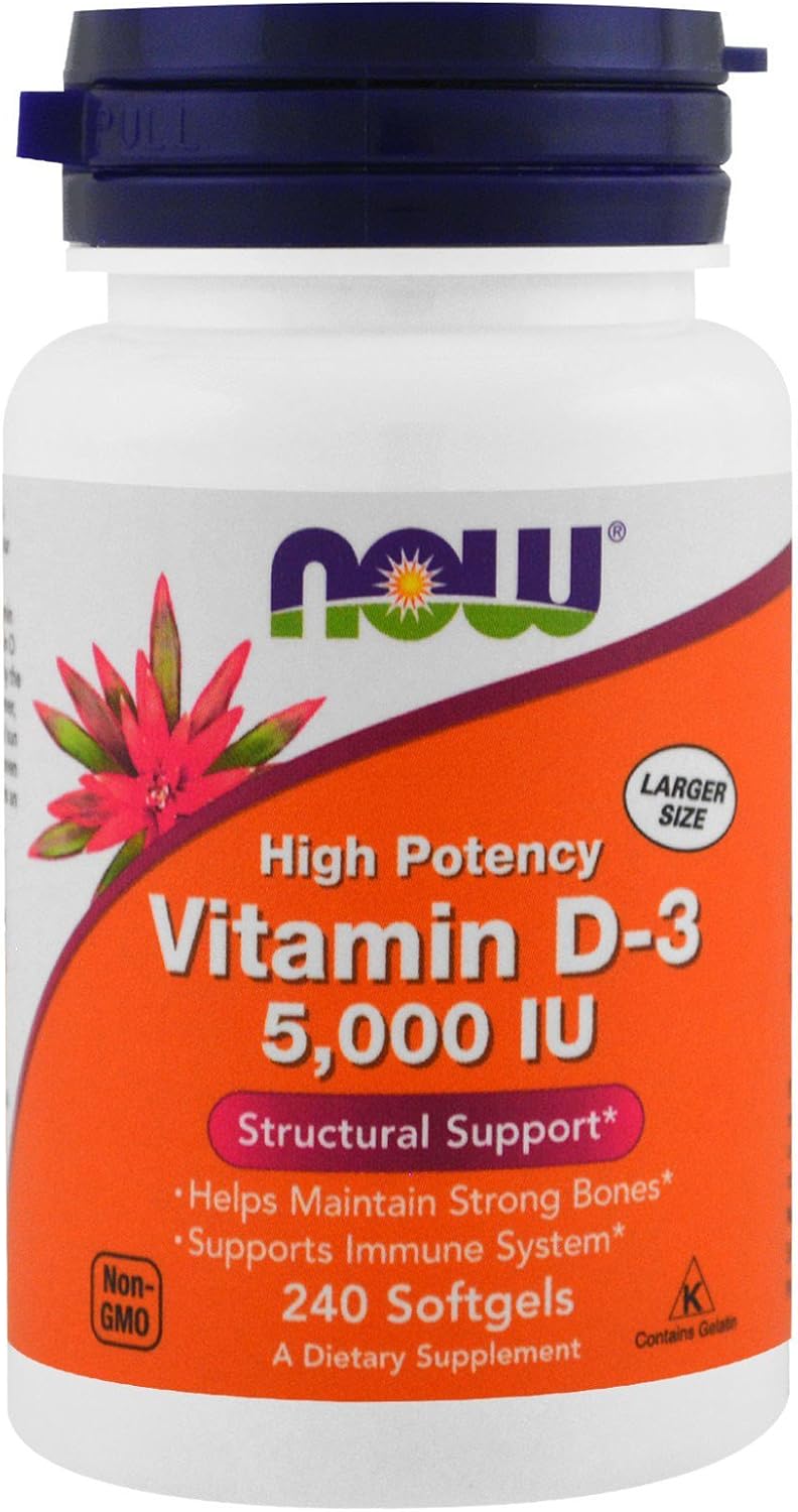 NOW Foods Vitamin D-3 5000 IU, 240 Softgels, Pack of 3 - görsel 2