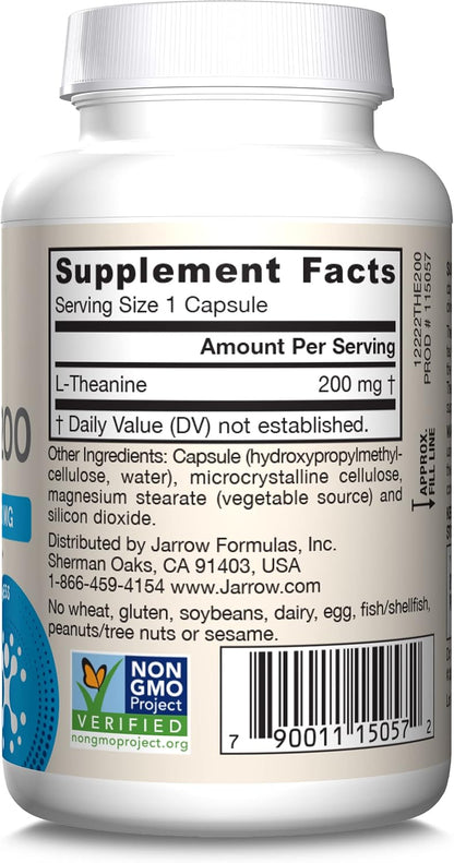 Jarrow Formulae Extra Strength L Theanine 200mg - 60 Vegetable Capsules
