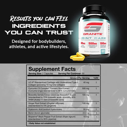 Granite Joint Care - Premium UC-II Collagen & Turmeric with Boswellia, Hyaluronic Acid & Boron