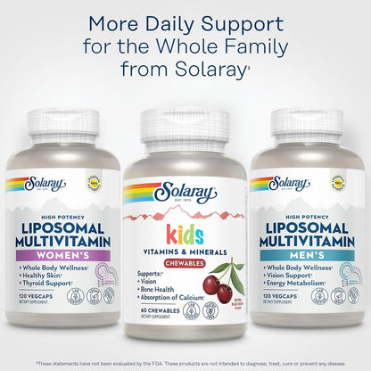 SOLARAY Children's Vitamins & Minerals Complete Multivitamin for Kids, Black Cherry, 60 Chewables