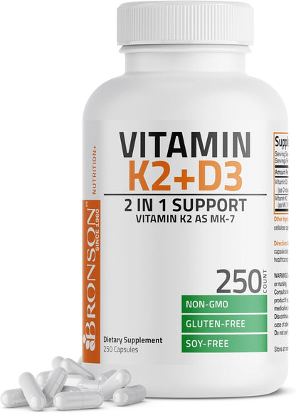 Bronson Vitamin D3 K2 (MK-7) Supplement - 5000 IU D3 & 90 mcg K2, 120 Capsules