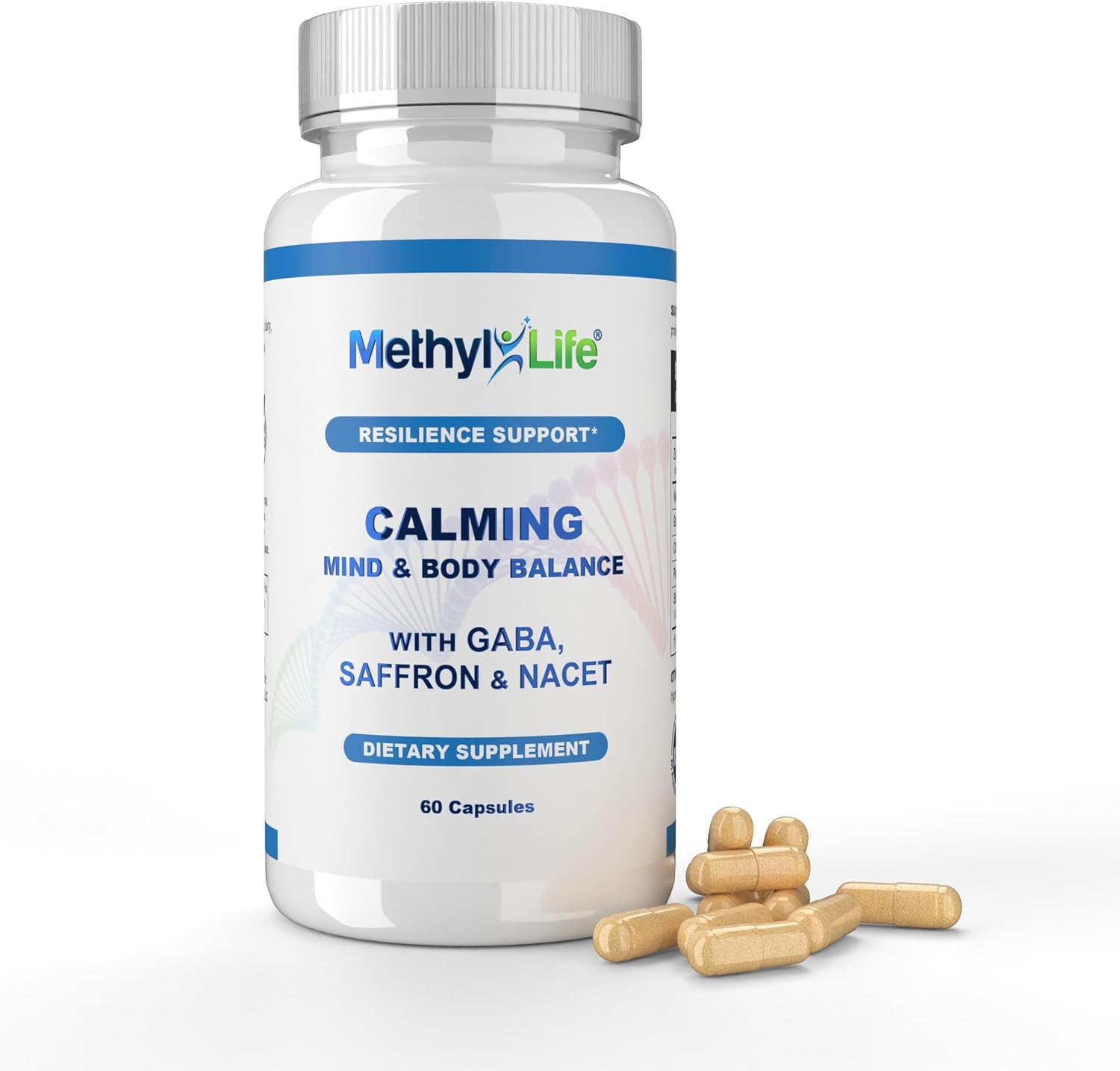 Methyl-Life® Calming Supplement with GABA & Saffron – Vegan, Non-GM, 60 Capsules - görsel 1