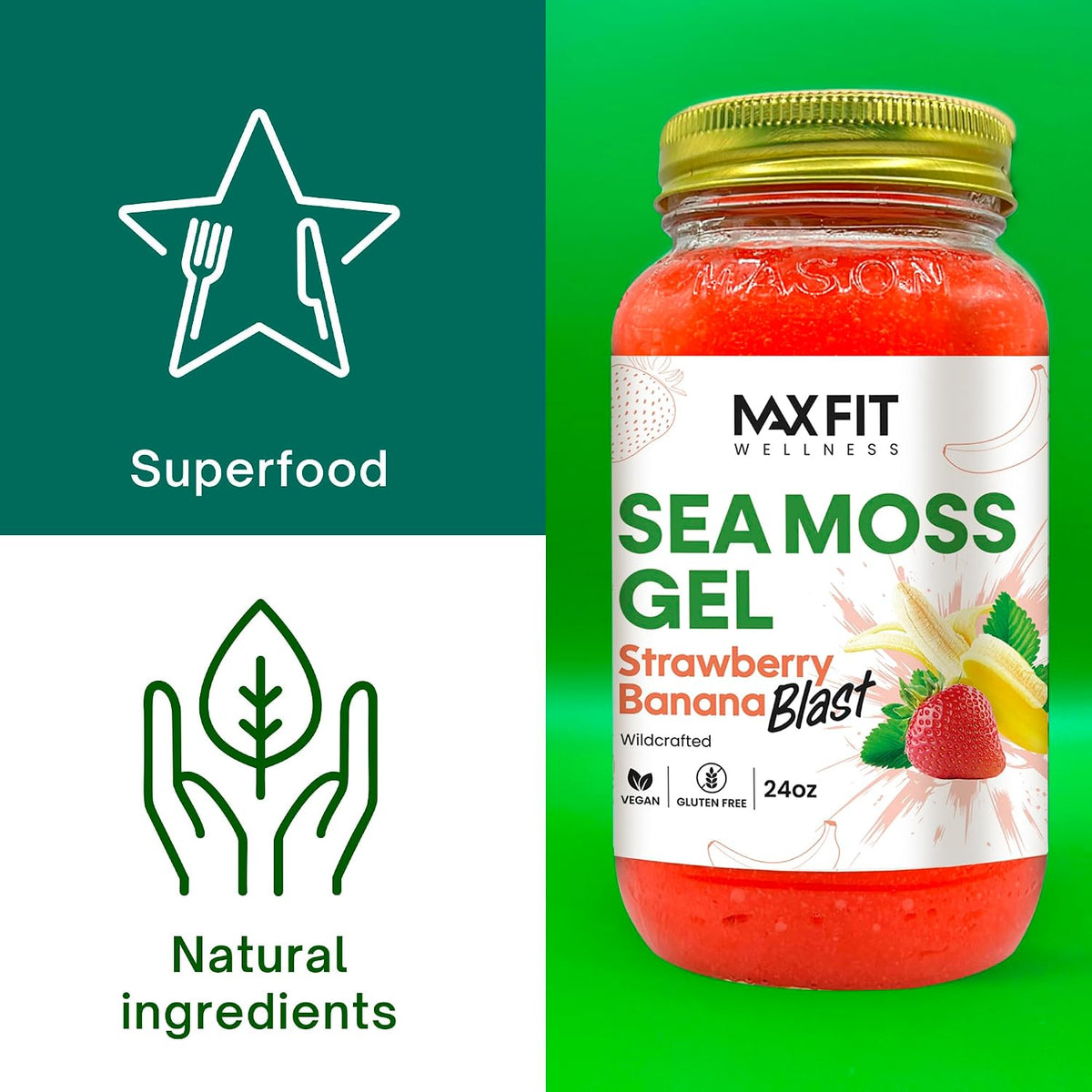 Sea Moss Gel Raw (24 Flavours) - 24oz Wildcrafted Gold Sea Moss from Saint Lucia | 92 Vitamins and Minerals | Non-GMO Vegan Superfood - görsel 2