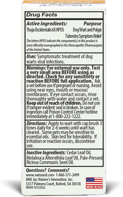 Naturasil All-Natural Dog Warts Remover – Pure Thuja & Plant Extracts, 15 ml