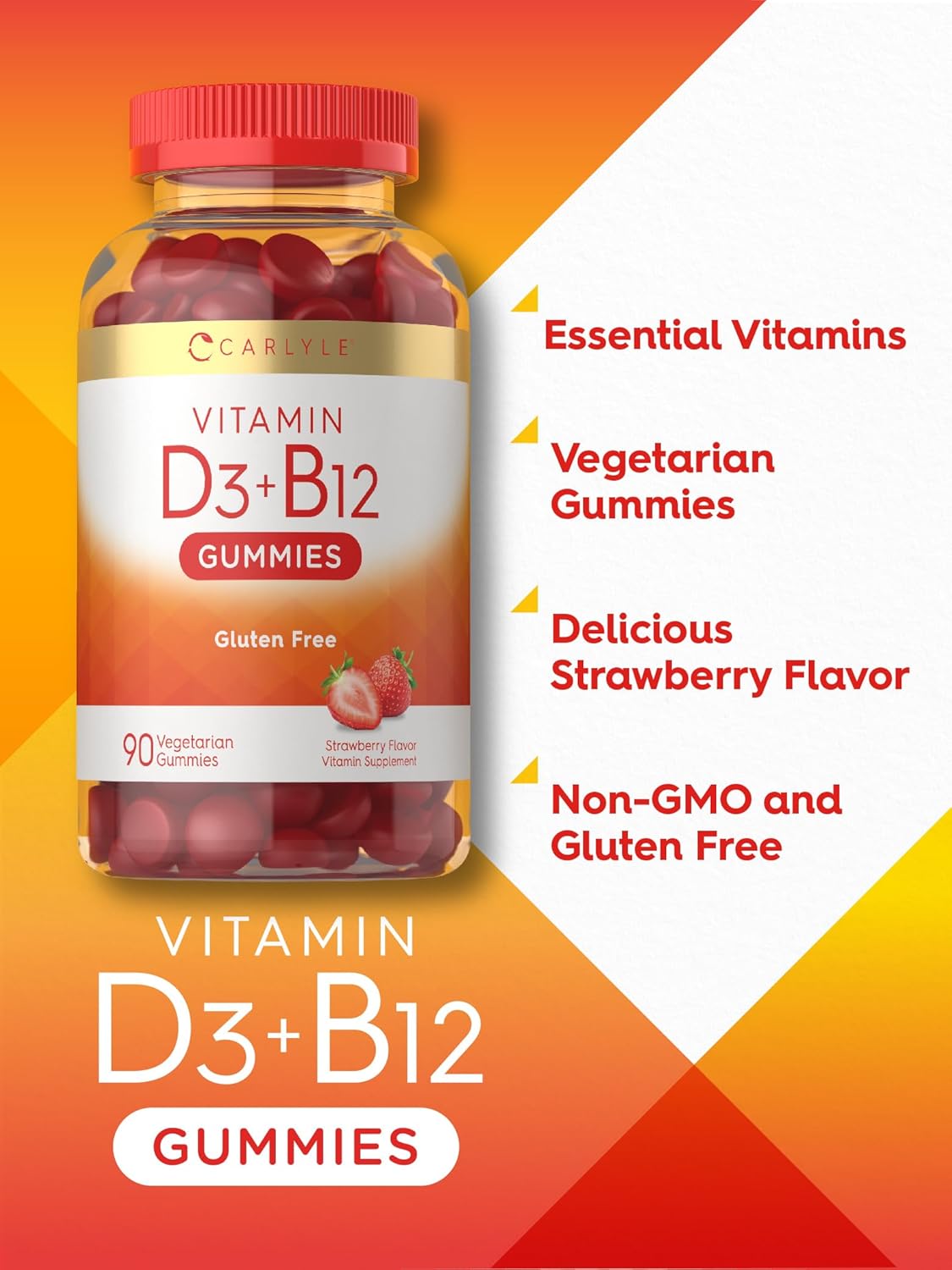 Carlyle Vitamin D3 + B12 Complex Gummies – 90 Count - görsel 4