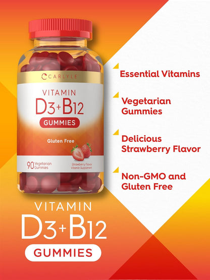 Carlyle Vitamin D3 + B12 Complex Gummies – 90 Count