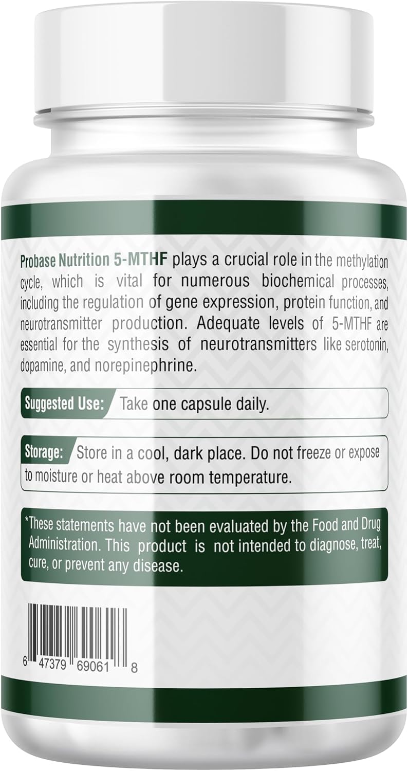 Probase Nutrition Professional Strength L-Methyl Folate 15mg - Active 5-MTHF Form - 60 Capsules - görsel 2
