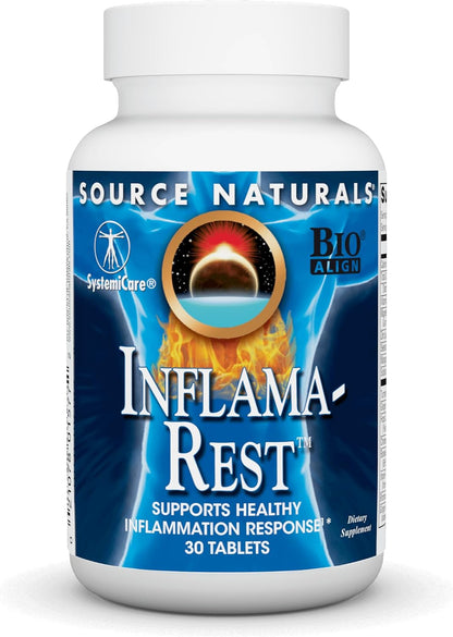 Source Naturals Inflama-Rest - Herbal & Mineral Blend with Turmeric, Boswellia, Ginger, Quercetin - Supports Relaxation and Mobility - 30 Tablets