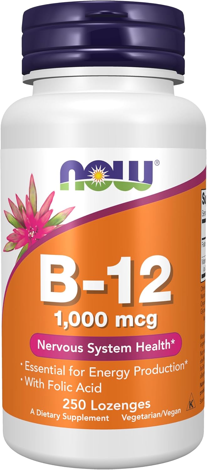NOW Supplements, Vitamin B-12 1,000 mcg with Folic Acid, 100 Chewable Lozenges - görsel 9