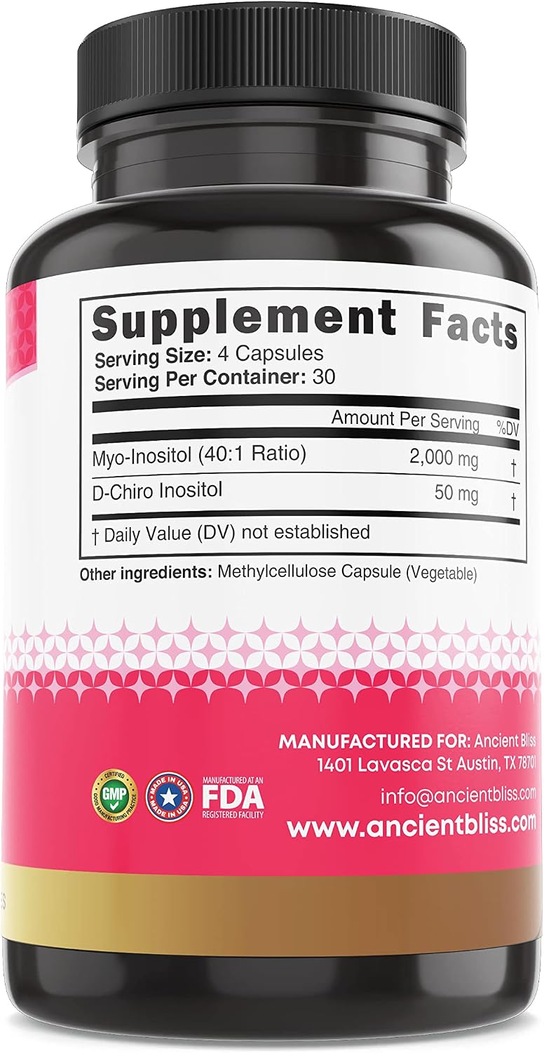 Ancient Bliss Myo & D-Chiro Inositol Supplement - 40:1 Ratio, 2050 mg, 120 Vegan Capsules - görsel 5