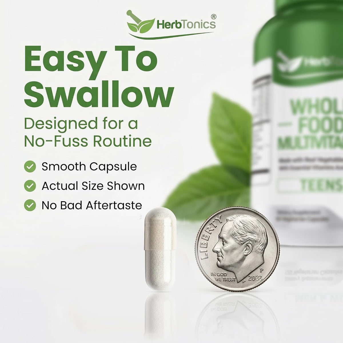 Herbtonics Whole Food Teen Vitamins – Multivitamin for Boys &amp; Girls Ages 12–18 – Energy, Focus &amp; Immune Support – 60 Capsules - görsel 4