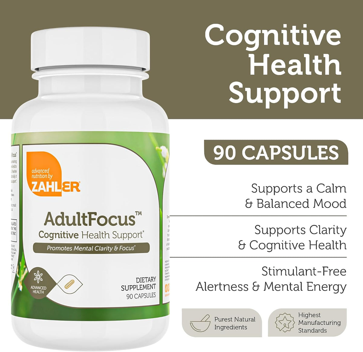 Zahler AdultFocus - Advanced Formula for Focus and Concentration - 60 Capsules - görsel 2