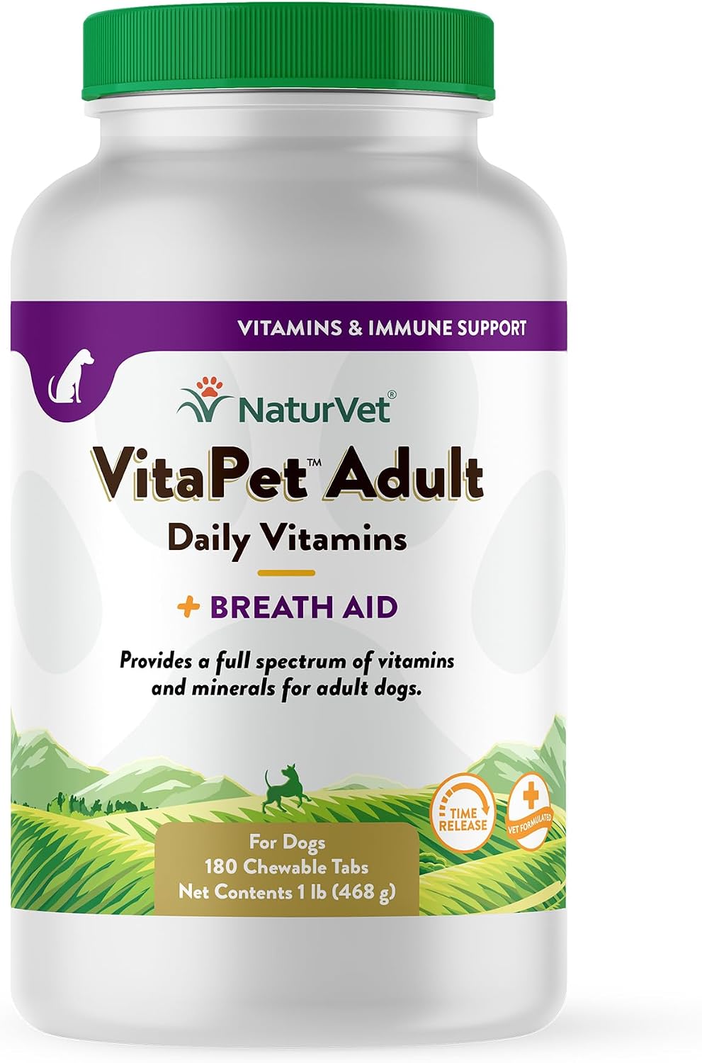 NaturVet VitaPet Adult Daily Vitamins for Dogs with Breath Aid – 180 Tablets - görsel 1