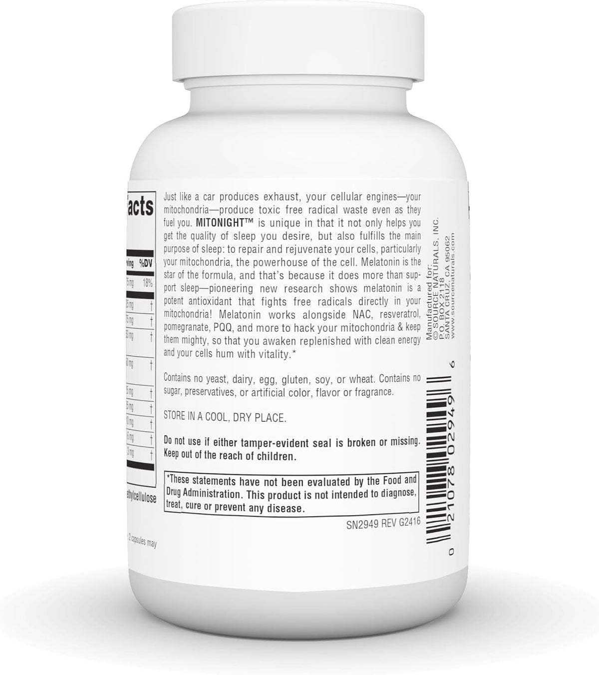 Source Naturals MitoNight® with Melatonin, Evening Care for Mitochondrial Health – 60 Capsules - görsel 6