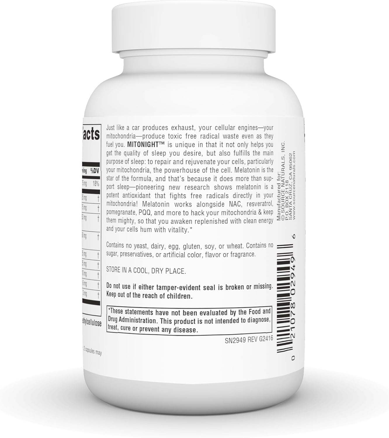 Source Naturals MitoNight® with Melatonin, Evening Care for Mitochondrial Health – 60 Capsules - görsel 6