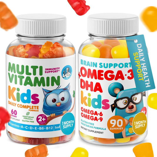 DR. MORITZ Omega-3 Gummies (90 Count) and Kids Multivitamin Gummies Bundle (60 Count) – for Daily Health Support – Vegan DHA Omega-3 for Kids – Non-GMO Toddler Vitamins – Yummy Kid Vitamins