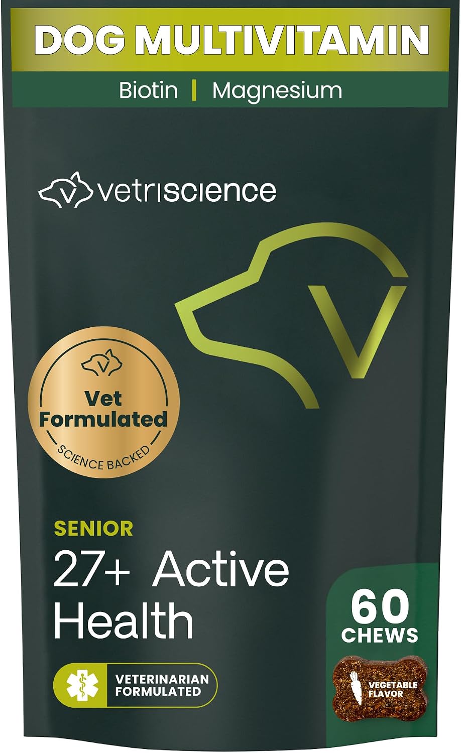 VetriScience Senior 27+ Active Health Chews - Canine Plus Daily Multivitamin for Senior Dogs (60 Servings) - görsel 1