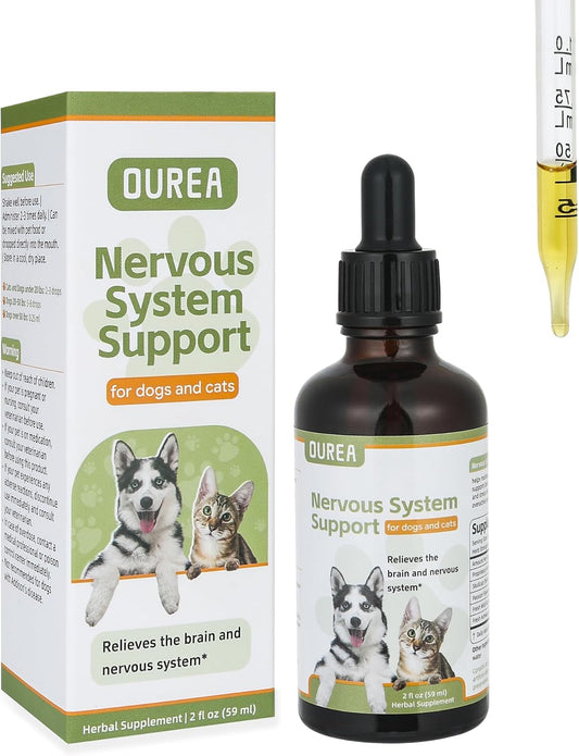 Seizure and Epilepsy Supplement for Dogs and Cats, Nervous System Support, Natural Herbal Help for Anxiety, Muscle Twitching, Drooling and Repetitive Movements