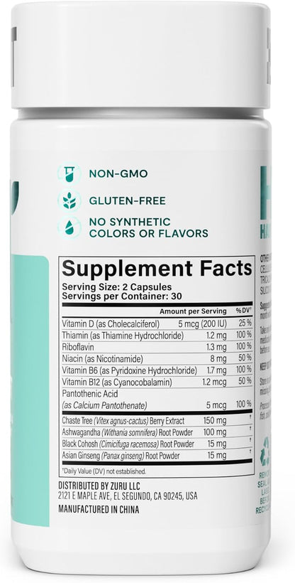 Habit PMS Support Supplement for Women (60 Capsules) – With B Vitamins, Vitamin D, Chasteberry, Ashwagandha, Black Cohosh for Nutritional Support During the Menstrual Cycle. Gluten-free, Non-GMO