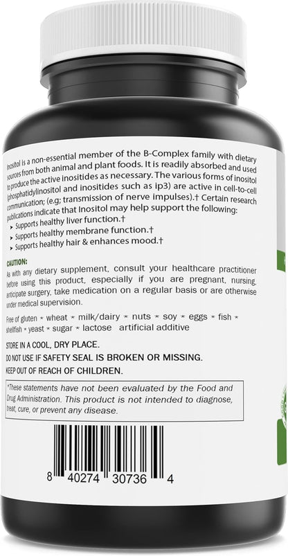 Brieofood Myo Inositol 2000 mg per Serving - 60 Tablets - Third-Party Laboratory Tested