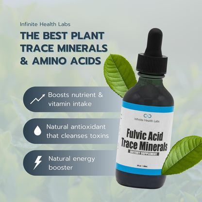 Fulvic Acid Trace Minerals Supplement - 169 Servings - Humic Acid Multimineral Electrolyte Liquid Drops - Bio-available Extract