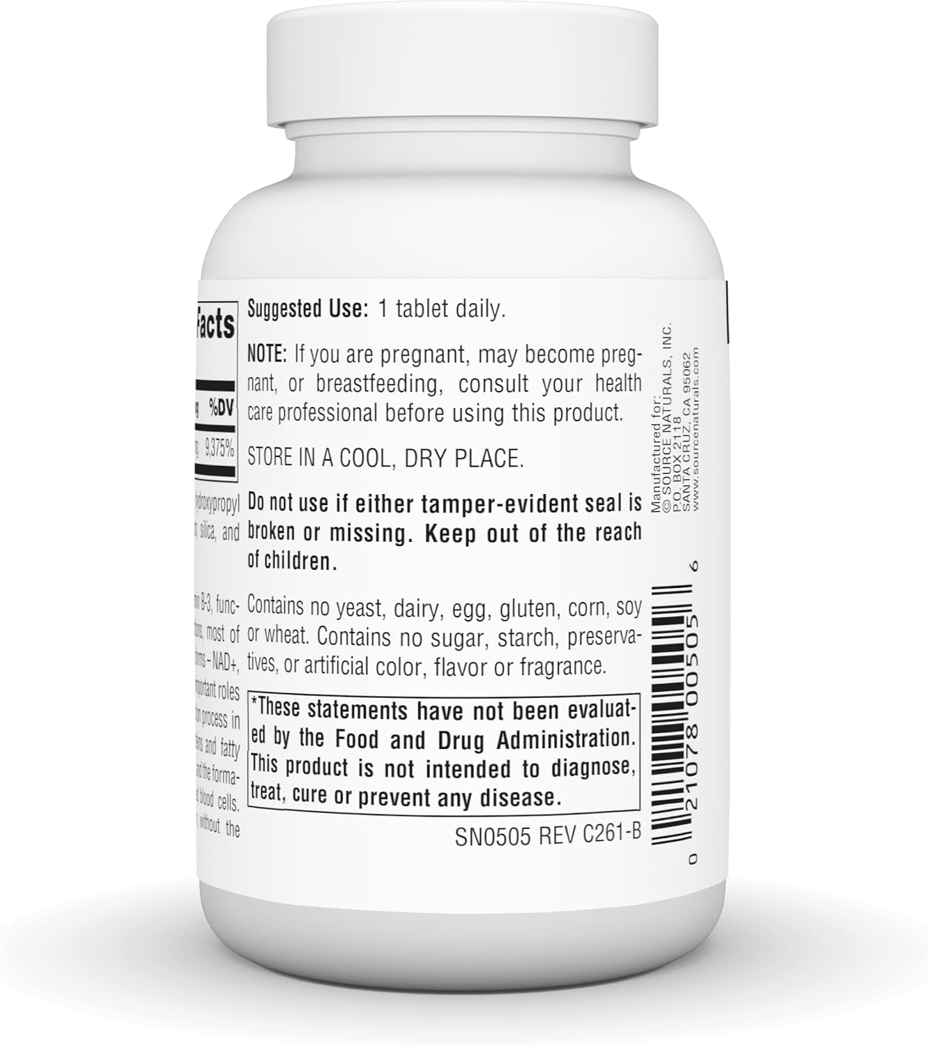 Source Naturals Niacinamide B-3, 1500 mg, 50 Vegan Tablets - görsel 4