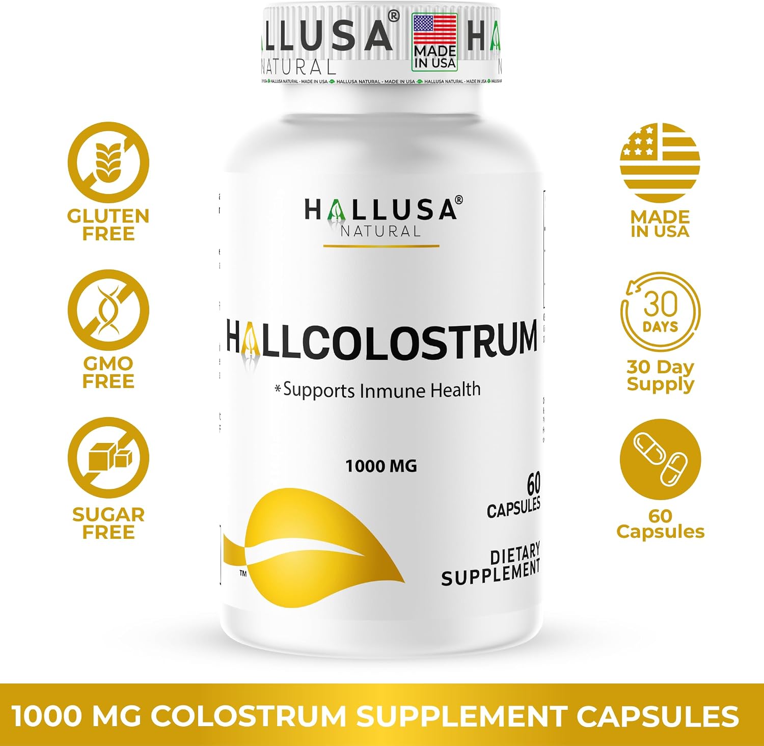 Hallusa Natural Colostrum Capsules – 1,000mg, 60 Capsules - görsel 7