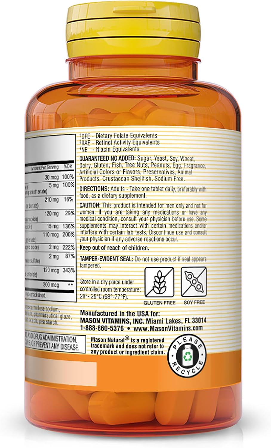 MASON NATURAL Men's Daily Formula Multivitamin - 100 Tablets - görsel 3