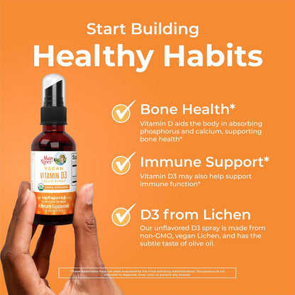 MaryRuth Organics Vegan Vitamin D3 Spray - Certified Organic, Sugar-Free, 30 Servings